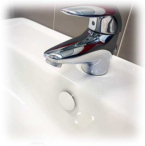 Fischer Tappo troppo pieno TTP K Bianco coperchio adatto foro su lavabi, lavandini, per bagni e cucine, 551886 Überlaufstopfen TTPK weiß passend, Waschbecken und Bidet, für Bad und Küche, Taglia unica