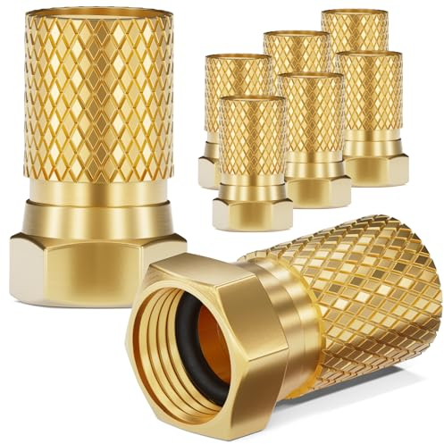 HB-DIGITAL 8X F-Stecker 8,2mm mit Gummidichtung Vergoldet für Koaxial Antennenkabel Sat Kupplung Kabel BK Anlagen Massiv HQ 4K UHD