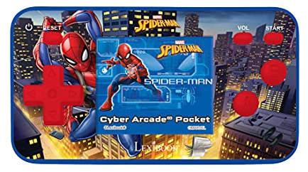 Lexibook, Spider-Man, Console de Jeux Portable Cyber Arcade Pocket, 150 Jeux, écran LCD, à Piles, Rouge/Bleu, JL1895SP