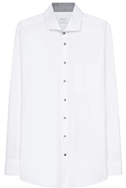Seidensticker Homme Chemise Regular Fit Langarm Popeline Blanc, 45 EU