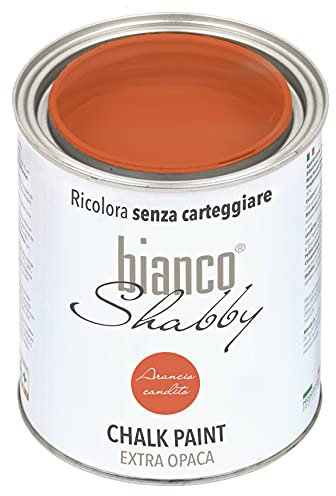 bianco Shabby® Chalk Paint Arancio Candito Peinture à la craie pour meubles et murs, effet vintage, shabby chic, extra mat (1 Litre)