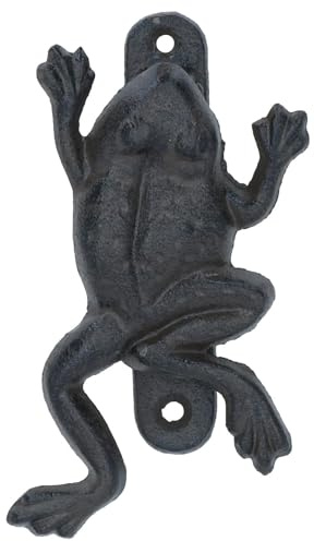 Türklopfer, Frosch auf Lilie, Gusseisen, für Gartenschuppen, Haus und Kröte