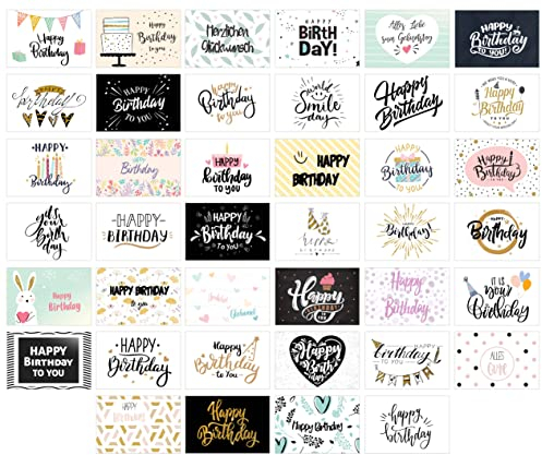 Edition Seidel Set 40 Geburtstagskarten Postkarten Glückwunschkarte Grusskarte Geburtstag Geburtstagskarte Mann Frau Karten Happy Birthday Billet (SW02)