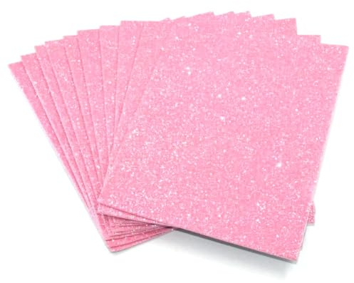 sixstore A5 selbstklebende Glitzer-Schaumstoffbögen – Kreatives Kunstzubehör für Kinder, saisonales Basteln und Dekorationen, 10 Stück (Rosa)