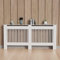 FATIVO Copritermosifone moderno Bianco Mobiletto: Copri Termosifone in MDF Copri calorifero Copertura del radiatore Mensola per radiatore - Grande 152x19x92cm Stile verticale pannello