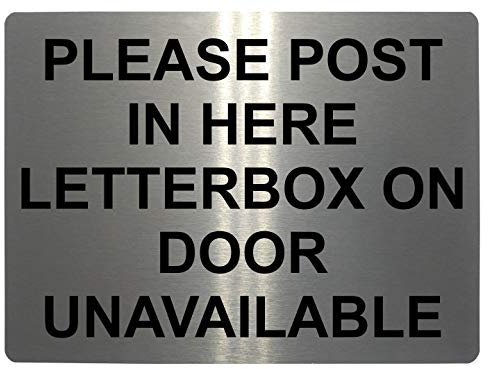 425 POST IN HERE LETTERBOX Metal Aluminium Plaque Sign For Door House Office (197x141mm., Brushed Silver)