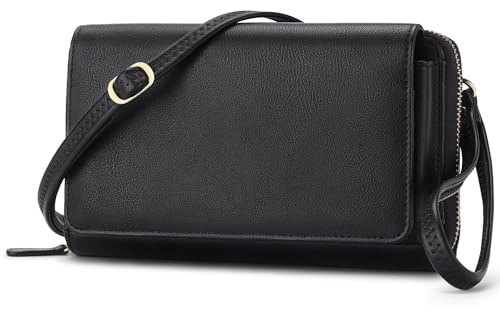 RONSIN kvinnor crossbody plånbok handväska, RFID korthållare armbandskoppling 2 remmar