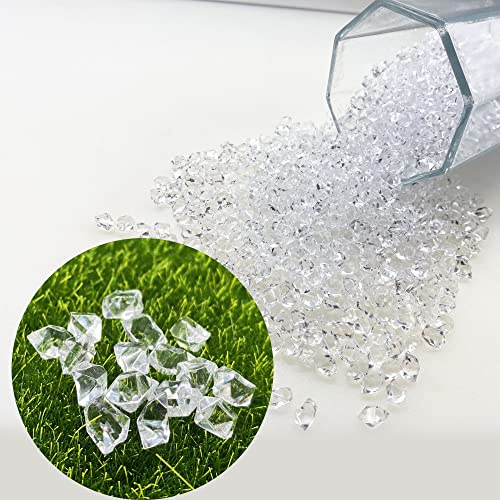 Cayway 1000PCS Cubitos de Hielo Acrílicos Piedras de Hielo Falsas Reutilizables de Cristal Acrílico Artificial, 7mm Cubitos de Hielo Falsos para Accesorios de Fotografía, Rellenos de Jarrón (7MM)