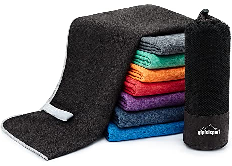 Mikrofaser Handtuch Set - für Sauna, Fitness, Sport I Strandtuch, Sporthandtuch I Anthrazit_Brush L: 140x70