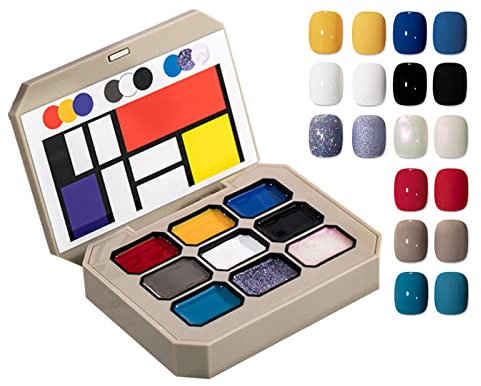 Holzsammlung Gel en Solide Vernis à Ongles, 9 Couleurs Vernis Semi Permanent en Gel Crème Solide Paint Palette,avec brosses à ongles pour salon de peinture à ongles