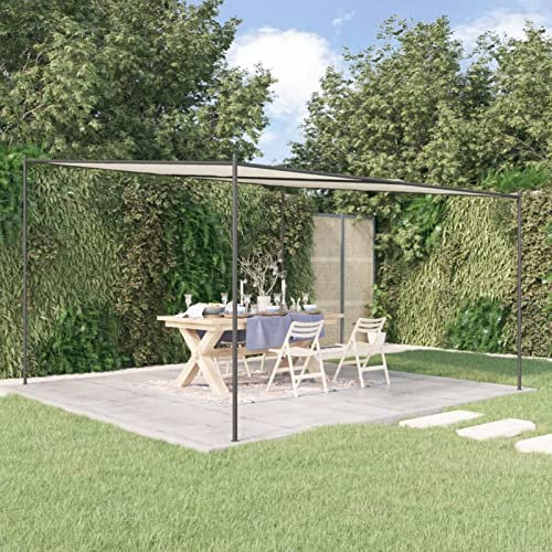 Festnight Pérgola de Jardín con Techo, Pérgola de Acero 4x4 m 180 g/m² Cenador de Jardín con Toldo para Patio Terraza Acero y Poliéster Resistente al Agua y a UV Blanco