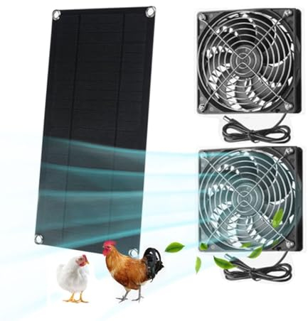LETOUR Solarmodul-Ventilator-Set, 10 W, wetterfest, Doppelventilator für draußen, kleine Hühnerställe, Gewächshäuser, Schuppen, Haustierhäuser, Fensterauspuff