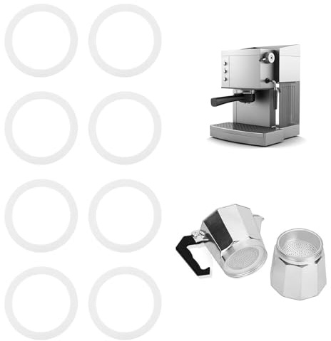 8Pcs Kompatibel mit Bialetti Dichtung 4 Tassen Kompatibel mit Bialetti Dichtung Espressokocher Dichtungsring für Aluminium Herd Kaffeemaschinen Töpfe Silikon Ersatzdichtung für Espressokocher