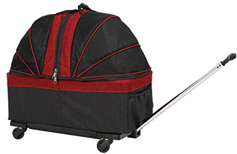 Hundetrolley, Hundebuggy, rollender Hundeautositz mit einzigartigem Dach, Haustiertransportbox mit abnehmbaren Rädern, tragbare Tasche mit weichen Seiten und Griff für kleine und mittelgroße