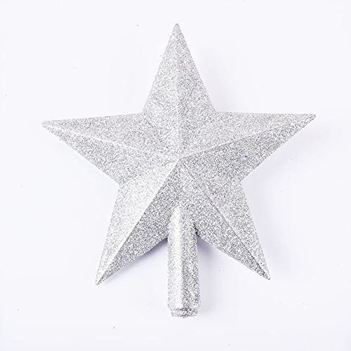 DERAYEE Punta per albero di Natale glitterata, decorazione per albero di Natale, decorazione natalizia (bianco)