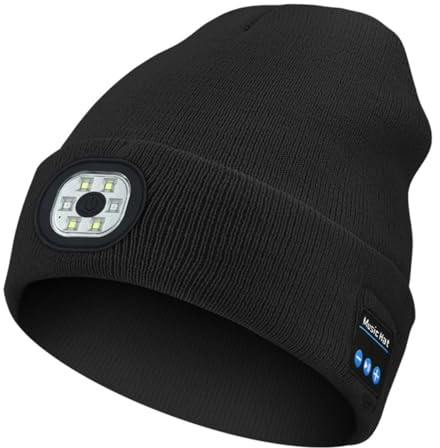 Tiardey Bluetooth-Beanie-Mütze für Männer und Frauen Vatertag, Gadgets für Papa mit Taschenlampe – einzigartiges Geburtstagsgeschenk für Männer, Männertagsgeschenk
