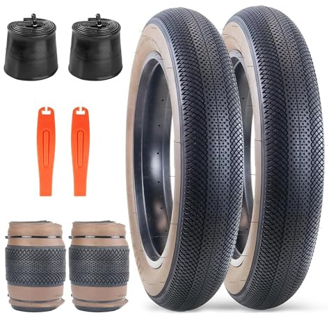 ZUKKA Confezione da 2 pneumatici per bicicletta elettrica da 20 pollici Heavy Duty pieghevoli Fat pneumatici per bicicletta 20x4.0 Fat copertone per bicicletta e confezione da 2 tubi da 20 pollici
