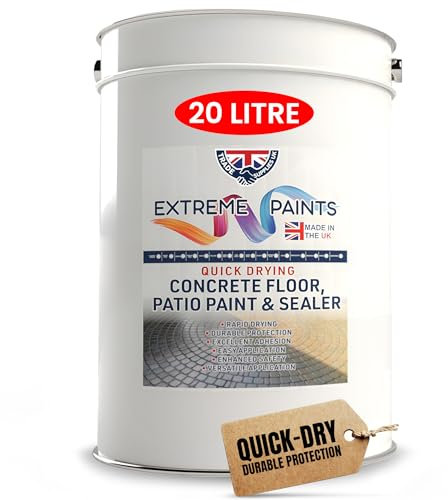 TRADE SUPPLIES UK - Extreme Quick Drying Concrete Floor, Patio Paint & Sealer - Water Based, Durable & long Lasting - Industrial & Domestic Spaces - Black, 20L