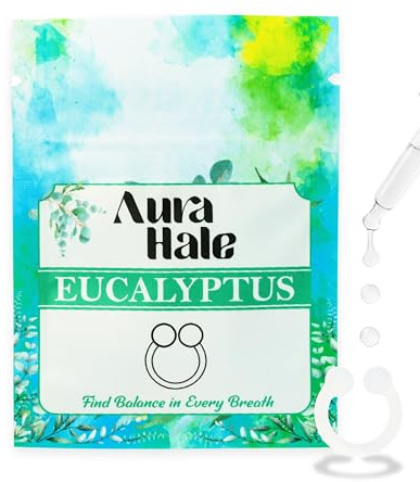 AuraHale Anello diffusore nasale – profumo di eucalipto per una respirazione chiara, mente calma e facilità emotiva | aromaterapia indossabile | silicone di grado medico | infuso di olio essenziale