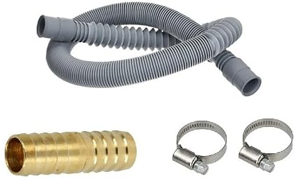 Ablaufschlauch Verlängerung 60–200 cm für Waschmaschine & Spüler inkl.-MS-Verbinder u. Schellen W4