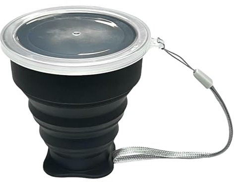 CUAJHNPX gobelet Pliable Tasse Pliante De Voyage Portable Qualité Alimentaire Télescopique Bouche-noir-200 ML