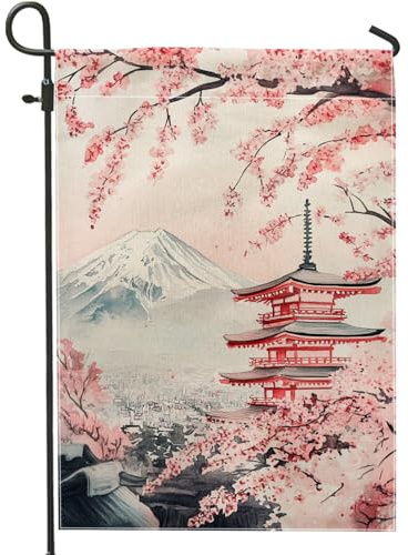 Drapeau de jardin de fleurs de cerisier printanier, bannière de décoration extérieure, drapeau en tissu double face, décoration saisonnière de la maison, 30,5 x 45,7 cm