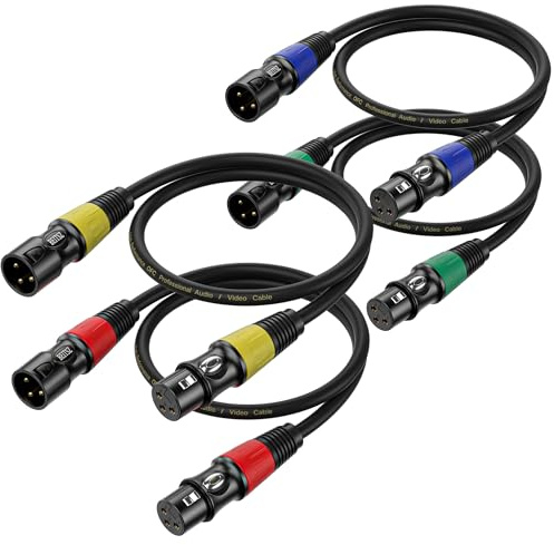 BEITSZ XLR-Kabel Mikrofonkabel 1m 4 Pack,Stecker auf Buchse,3-poligen Adapter XLR Stecker auf Buchse Kabel für Studio-Recorder, Mikrofon, Mixer, Lautsprechersystem
