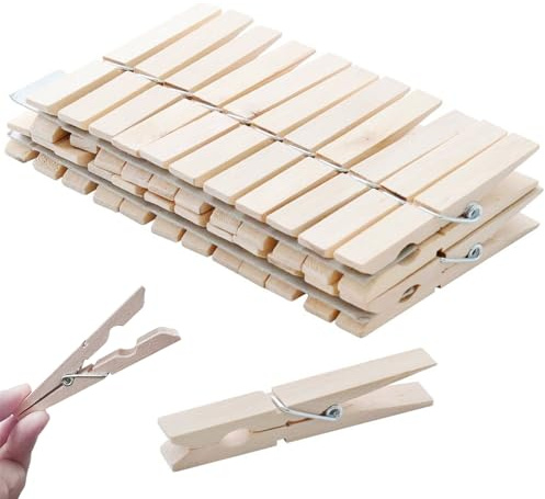 Clothes Pins Wooden Clothespins Wood,Close Pins,3.5in Wood Clothes Pins Heavy Duty Outdoor(24 Pcs)