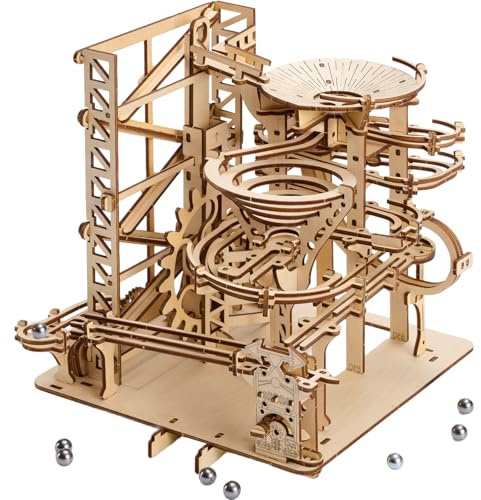 Uplike 3D Wooden Puzzles for Adults: 330 pcs 3D Mechanical Wood Marble Run with Roller Coaster Model Kit for Brian Teaser to Build - Christmas Hobbies Craft Kits Puzzles for Adults Home Decor Gifts