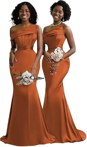 Robe de bal en satin plissée à une épaule, robes de demoiselle d'honneur sirène corset robe de soirée formelle