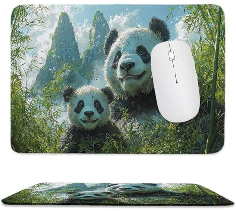 Mouse Pad Bamboo Forest Panda, Small Mouse Mat 24 x 20 cm with Non-Slip Rubber Base, Waterproof Mousepad, Gaming Mousemat for Women Men Laptops Keyboard Tray Home Traveling Office Accessories d-1017