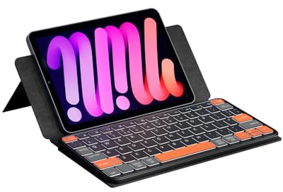 Doohoeek Mini Bluetooth Tastatur für Tablet & Smartphone – Dual Verbindung mit 2 Geräten, Verstellbarer Ständer bis 150°, Wiederaufladbar&Tragbar&Beleuchtet, Kompatibel mit iOS/Android/Windows