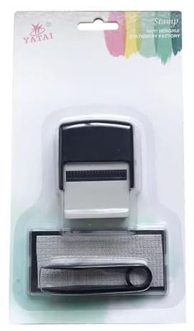 Sello autoentintable con pinzas, sello de goma portátil con números del alfabeto, impresión artesanal extraíble (negro)