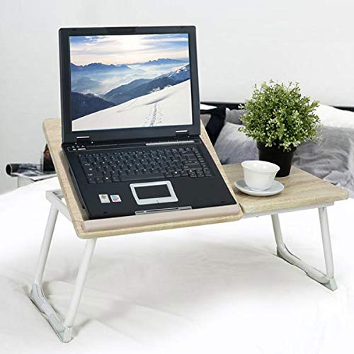 BAKAJI Tavolino Vassoio da Letto Divano per Notebook PC Laptop Pieghevole Leggio 65x30cm, Tavolino Colazione da Letto (Bianco)