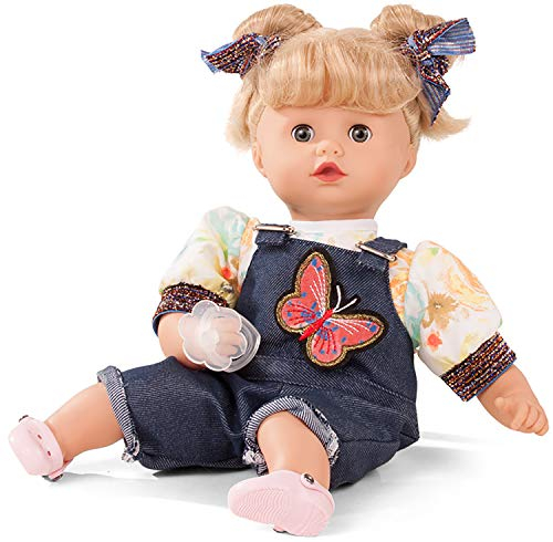 Götz 1820924 Muffin Macaron Puppe - 33 cm große Babypuppe mit blonden Haaren und blauen Schlafaugen - Weichkörperpuppe in 8-teiligen Set