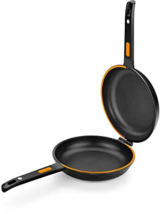 BRA Efficient Duo Sartén Doble para Tortilla de Patatas, 20 cm de Diámetro, Aluminio Fundido, Triple Capa Antiadherente, 100% sin PFOA, Para todo Tipo de Cocinas