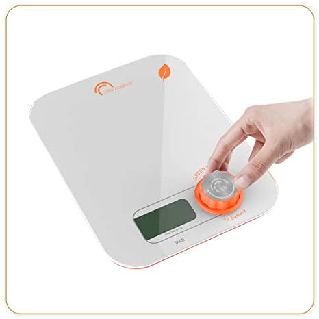 LITTLE BALANCE 8346 Kinetic Flower Orange - Balance de cuisine sans pile - Ecologique grâce à son bouton Little Balance - 5 kg / 1 g