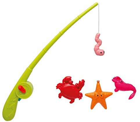 Simba 107796091 – Imán Juego de Pesca, caña de Pescar con función automática, caña de 36 cm, 3 Animales Marinos, Juguete de baño, Juguete para niños pequeños