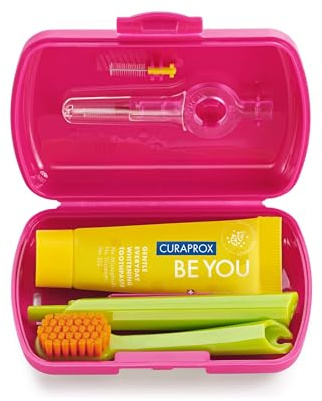Curaprox Resekit - CS 5460 Tandborste med 'Be You' Tandkräm | 2 CPS Prime Interdentalborstar 07 och 09 | Tandvårdskit 9,5 cm x 6 cm | Orange | Tillverkad i Schweiz