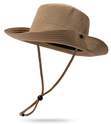 CLAPE Wasserdicht Fischerhut Breite Krempe Sonnenhut mit Kinnband UPF50+ Safari Boonie Hat Schnell Trocknend Buschhüte Sun Protection Fishing Hat