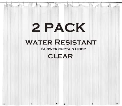 ZEMAHOME Paquete de 2 cortinas de ducha de plástico PEVA de alta calidad, peso ligero, 72 x 72 pulgadas, forro transparente para cortina de baño, ducha, sala de exposición, con ojales de metal