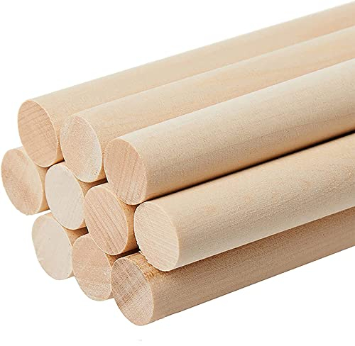 10 Stück Holzstab,Holzstäbchen Rund, zum Basteln,Rundhölzer,Holzstock,Holz Stäbe,Tortenstützen Holz stange,für Holzarbeiten,Dekorationen & DIY (30cm x 6mm)