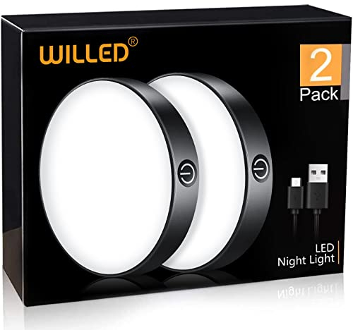 WILLED Dimmbare Batteriebetrieben Touch Lampe, 6000K Touch-Lichter Mit Wiederaufladbar Batterie, Magnet Aufkleben Einsetzbar, Schrankleuchte, KüChenlampe(2 Stück)