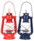 2 pièces Lampe à pétrole de camping, lanterne à huile vintage, Lanterne tempête Vintage pour pique-nique, jardin, extérieur, cour, randonnée (Rouge+Bleu)