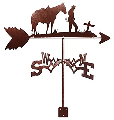EICOFF Wetterfahne, Cowboy-Kreuz, Pferdeform, Dachmontage, Wetterhahn, Windrichtungsanzeige, Messwerkzeuge, Edelstahl, langlebig mit Rostschutzbeschichtung