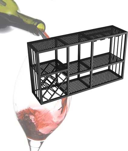 Botellero Vino Pared Vinoteca con Estante para Copas de Vino Wine Rack Garrafeira de Vino Mueble Bar Mini Bar para Casa Salon Estantes de Almacenamiento para Cocina Despensa Bodega Bar ( Color : Nero