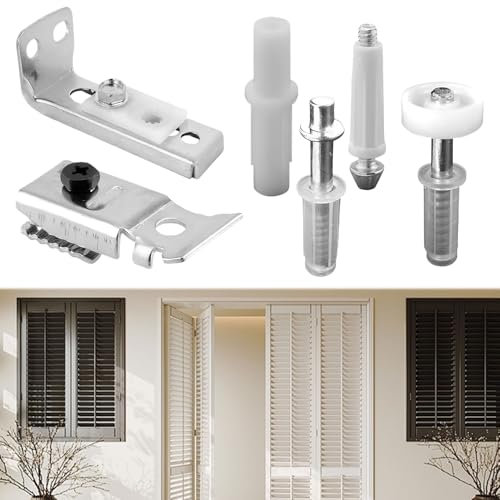 Bifold Door Track Kit,6 Pcs Bi-Fold Door Repair Kit with 3/8 Pivots, 7/8 to 1 Guide Wheel and Brackets,Metal Top Pivot Hardware Bi Folding Doors Internal kit for Folding Barn Folding Doors