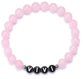 GEHECRST Personalisierte Armband mit Namen Buchstaben Perlen Partnerarmband Heilsteine Armband Perlenarmband Freundschaftsarmband Yoga Armband Personalisierte Geschenke für Partner Freunde Familie