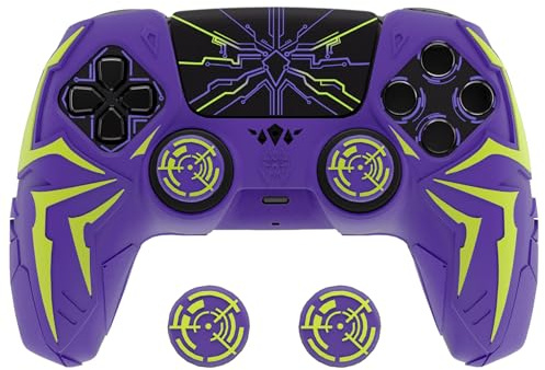 playvital Funda de Silicona para ps5 Mando | Carcasa Protectora, Antideslizante, Compatible con Base de Carga, con Tapas para Joysticks, Cyber Spider, Violeta & Verde