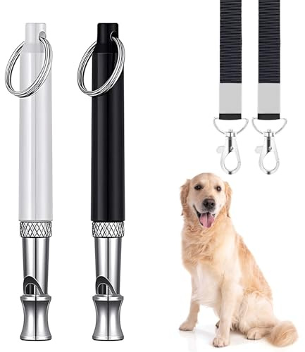 ZFRITP 2 Pièces De Sifflet Chien,Sifflet Ultrason Chien Anti Aboiement,Sifflet pour Chien pour Le Rappel, Sifflet Ultrason Chien Anti Aboiement, RéGlable Sifflet Ultrason Chien, avec LanièRe.